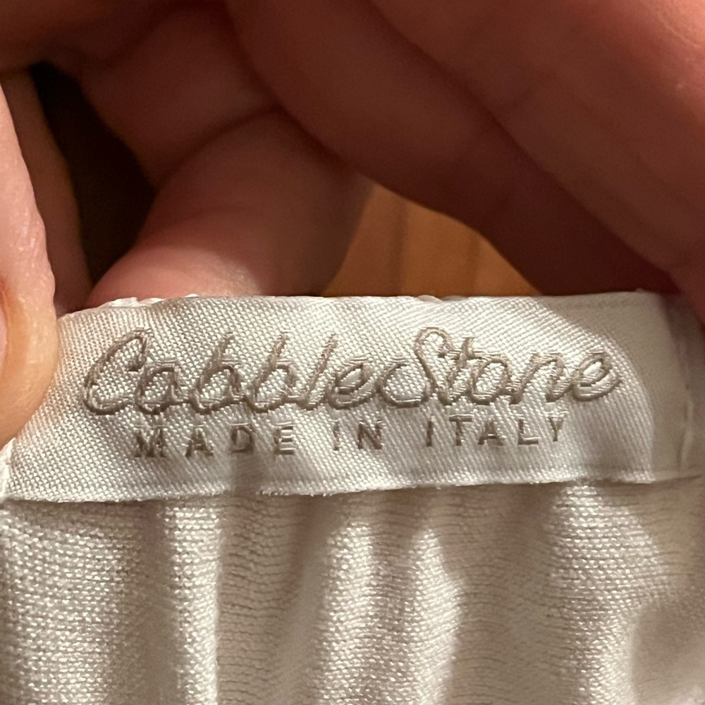 CobbleStone White Boho Peasant Blouse Made in Italy Medium - Picture 3 of 5